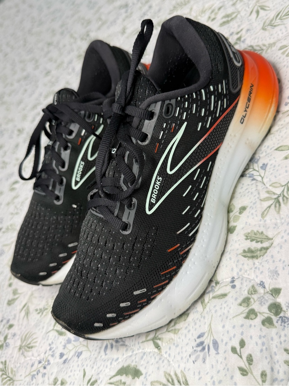 Brooks Glycerin 20 Black Opal Orange Road Running Shoes Sneakers US Women's 9